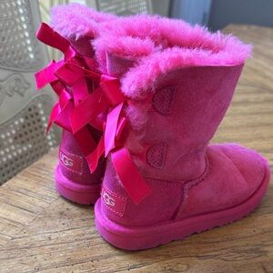 UGG Vibrant Pink Boots with Satin Bows